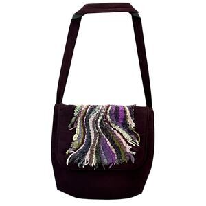 Only One SA Handbag Purple Multicolor Crossbody Satchel Boho Purse Bag